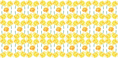 Watercolor yellow and orange roses seamless pattern. Flower texture background