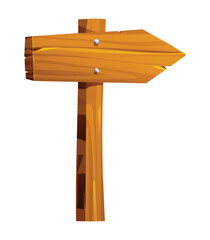 Wooden arrow signpost pointing to the right. Vector cartoon illustration