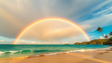 Andaman Sea Rainbow Beach Thailand AI Art, Tropical Paradise, Colorful Sunset, Stunning Scenery
