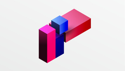 Obraz premium Sleek abstract design featuring isometric 3D blocks in a clean, modern composition. Perfect for tech-inspired themes, with vibrant colors and geometric precision