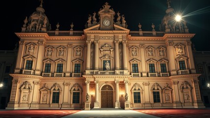 Obraz premium Baroque Palace Facade - Grand Architectural AI Art - Rich Colors, Sharp Details