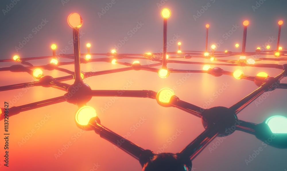 Aufkleber abstract network structure with glowing nodes.