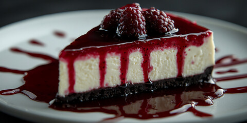 Detailed shot of the shiny berry glaze drippi
