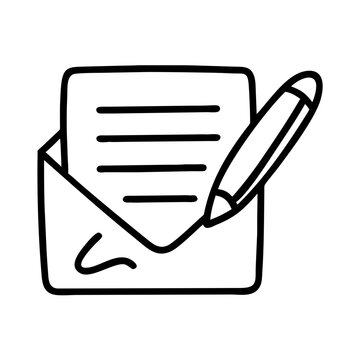 recommend clip art: handwritten letter icon, grandparents day line art, grandparents icon - simple black line art icon of handwritten letter, for grandparents day celebrations. grandparents vector art.