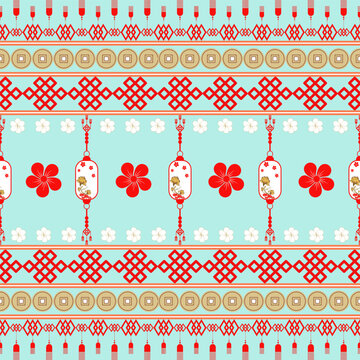 Chinese New Year Pattern. Vector Illustration Digital file Download for print, printable, wallpaper, background, rug, card, decoration, Red Envelop, gift wrapper and many projects.