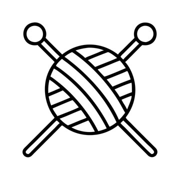recommend clip art: knitting needles and yarn icon, grandparents day line art, grandparents icon - simple black line art icon of knitting needles and yarn, for grandparents day celebrations. grandparents vector art.