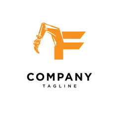Letter F Ripper Excavator Logo Icon vector