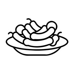 food platter with sausages icon, oktoberfest line art, oktoberfest icon simple black line art icon of food platter with sausages, for oktoberfest celebrations oktoberfest vector art 