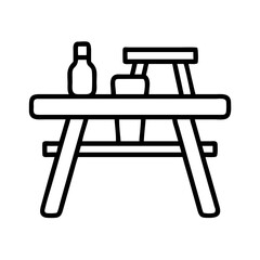 wooden beer table icon, oktoberfest line art, oktoberfest icon simple black line art icon of wooden beer table, for oktoberfest celebrations oktoberfest vector art 