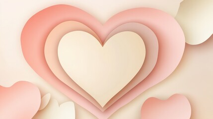 Layered Pink and Cream Heart Shaped Paper Cutouts