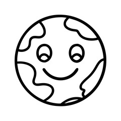 Obraz premium smiling earth icon, day of peace line art, day of peace icon - simple black line art icon of smiling earth, for day of peace celebrations. day of peace vector art.