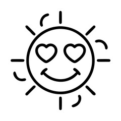 smiling sun with heart icon, day of peace line art, day of peace icon - simple black line art icon of smiling sun with heart, for day of peace celebrations. day of peace vector art.