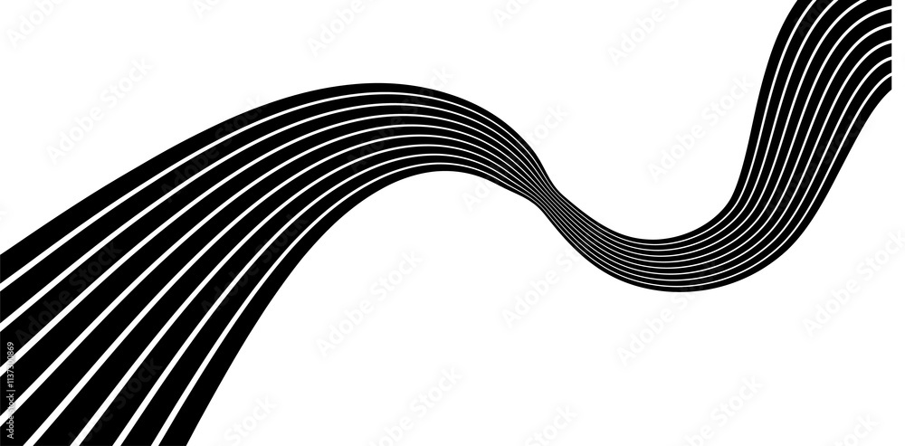 Poster abstract perspective line wave stripes with 3d dimensional effect.