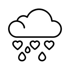 cloud with heart raindrops icon, day of peace line art, day of peace icon - simple black line art icon of cloud with heart raindrops, for day of peace celebrations. day of peace vector art.