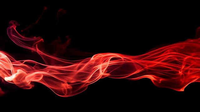Mesmerizing Red Smoke Waves Against Black Background in Slow Motion