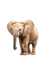 Obraz premium An elephant standing, isolate on white background, displaying its large and powerful form. cutout png