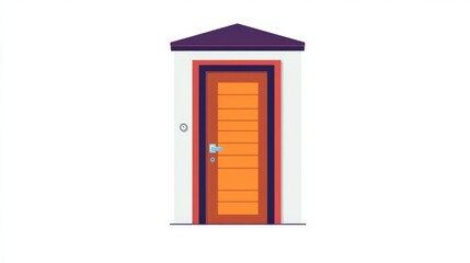 42.Flat color icon of a single entry door with a minimalist frame and handle, rendered with sharp edges and smooth color fill, designed for web or app interfaces on a white background.