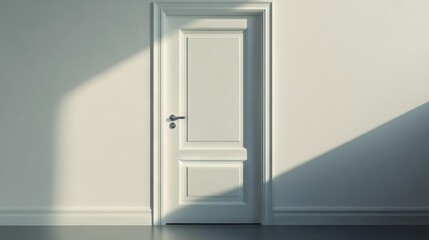 43.Concept 3: Modern white door with chrome door handle and light switch, new clean design retro