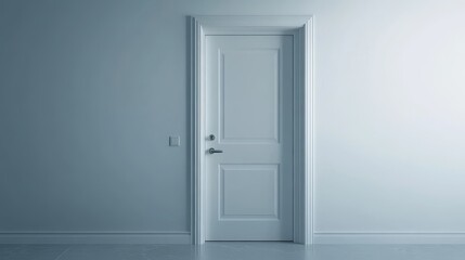 43.Concept 3: Modern white door with chrome door handle and light switch, new clean design retro