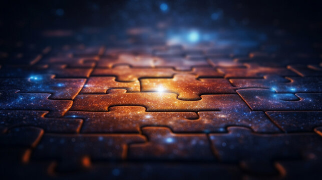 missing jigsaw puzzle piece in a glowing white space symbolizes clarity, potential, solutions, and connections. The bright light emphasizes discovery, completeness, and hidden opportunities