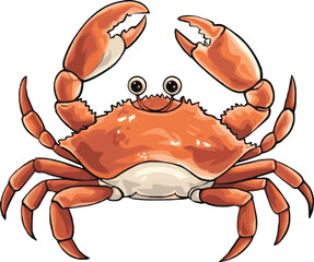 illustration of a cartoon animation of crab vector, painted in watercolor, isolated on a white background