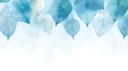 Graceful aqua leaves dropping nature digital art calm environment aesthetic viewpoint