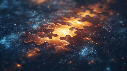 missing jigsaw puzzle piece in a glowing white space symbolizes clarity, potential, solutions, and connections. The bright light emphasizes discovery, completeness, and hidden opportunities