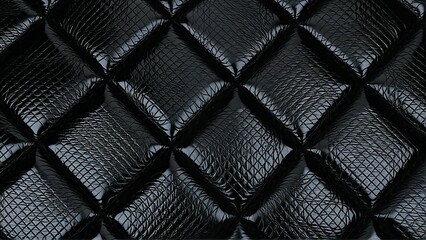 Fototapeta premium Close-up of a textured surface with diamond-shaped, raised patterns, resembling quilted or padded leather.