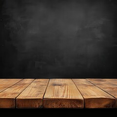 Rustic Wooden Tabletop Against a Dark, Textured Background