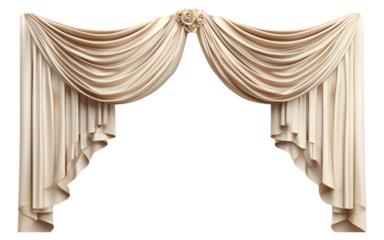 Beige luxury curtain isolated on a transparent background