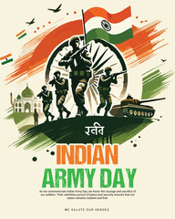 Indian Army Day Celebration with Indian soldier Social media post template banner
