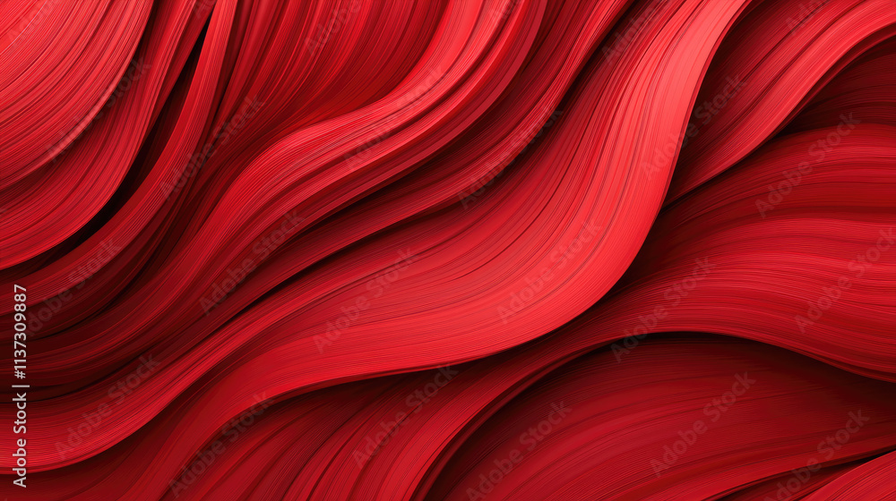 Poster dynamic abstract background with flowing waves of hair textures in red hues dark color style artisti