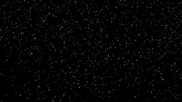 Falling snow realistic animation. Isolated on a black background. Alpha channel.