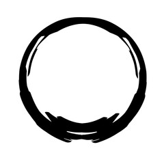 vector brush strokes circles of paint on white background. Ink hand drawn paint brush circle. Logo  label design element vector illustration. Black circle.