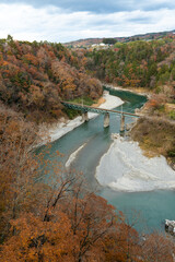 天龍峡・そらさんぽから見える秋景色・紅葉・長野県