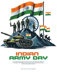 Indian Army Day Celebration with Indian soldier Social media post template banner
