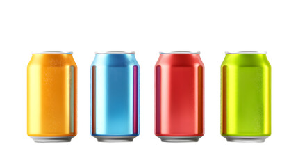 Beverages in aluminum cans isolated on a transparent background