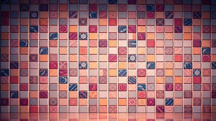 Fototapeta premium Square Tile Pattern Background Wallpaper - Bright, Sharp Colors, High-Quality Design