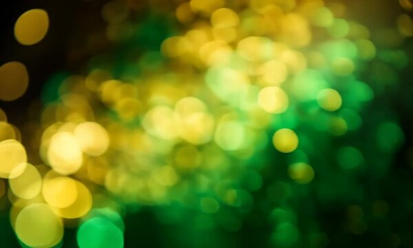 Effet bokeh lumineux vert et jaune pour No&euml;l, la Saint-Patrick ou autres f&ecirc;tes festives, ambiance abstraite et moderne
