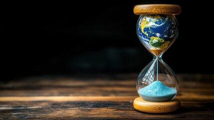 Hourglass with earth as environment concept symbolizing time and global ecological concerns