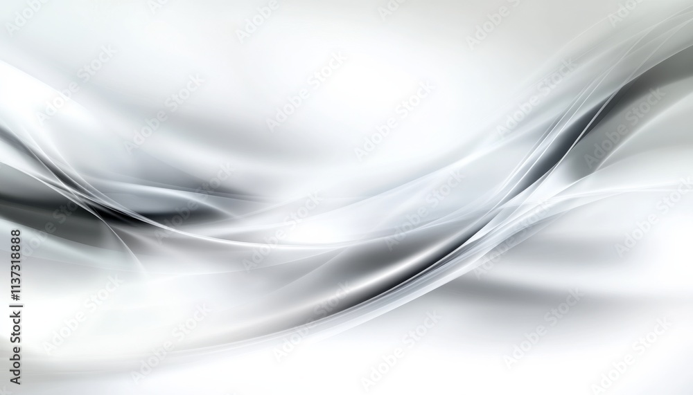 Poster abstract black and white background with smooth, shiny texture - curved lines create wave-like patte
