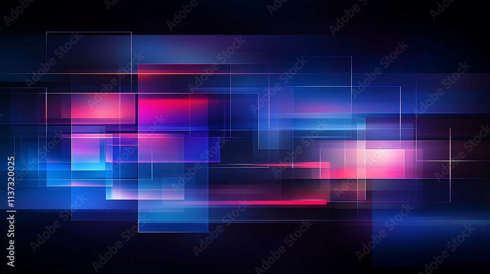 Poster abstract digital background with colorful geometric shapes and light effects for creative design use