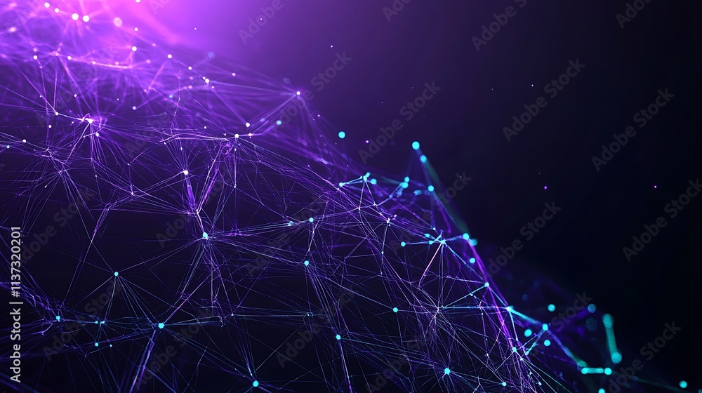 Poster abstract digital background with colorful network connections representing technology and data visua