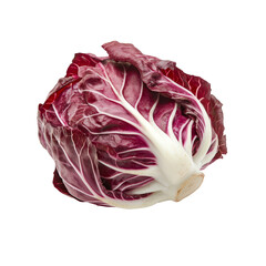 Radicchio lettuce isolated against a transparent background highlighting its vibrant color and unique leaf structure, Radicchio isolated on transparent background
