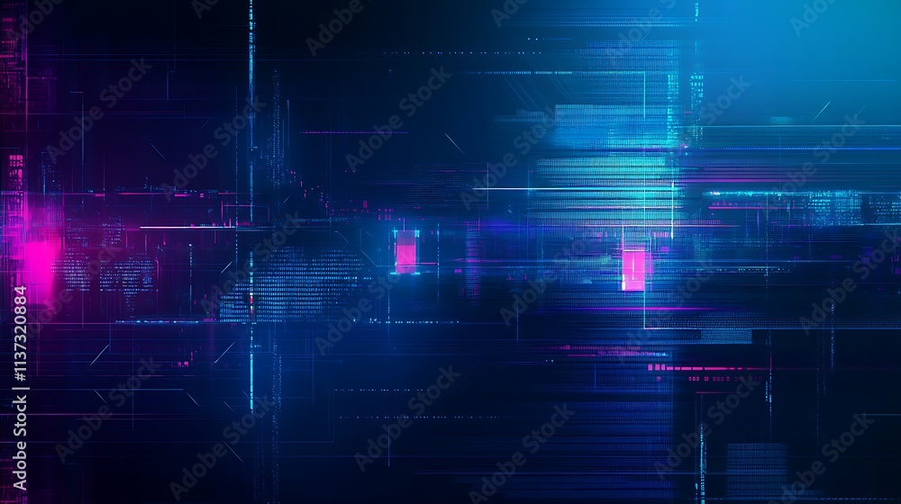 Poster abstract digital background with vibrant colors and smooth lines creating a futuristic technology at