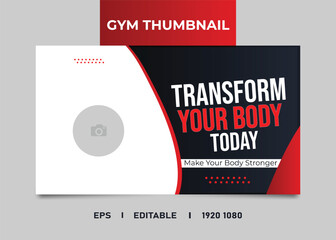 Gym and fitness youtube video thumbnail or fitness training Template