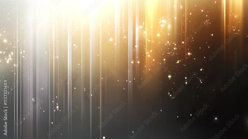 Aufkleber abstract background with glowing vertical lines and golden sparkles.