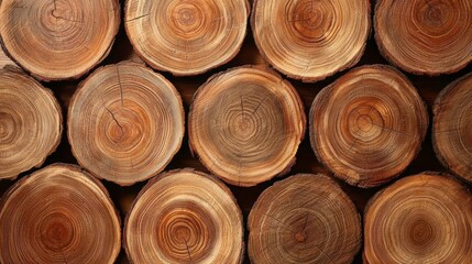 Close-Up of Natural Wooden Tree Rings in Warm Earth Tones