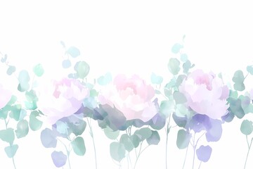 Fototapeta premium Soft Pastel Floral Arrangement with Eucalyptus and Blurred Background