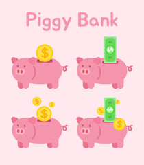 pink piggy bank saving money dollar coin banking fund investing